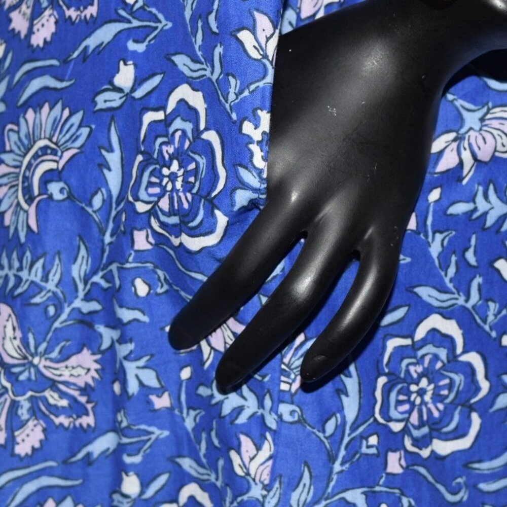 Vineyard Vines Girls Blue Floral Cotton Dress Size L Flutter Sleeves - Picture 3 of 6